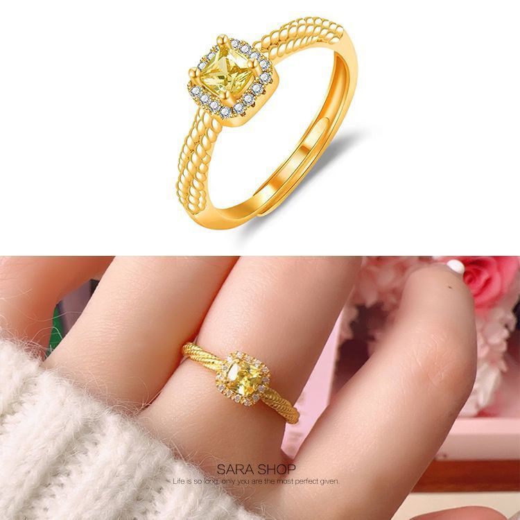 Adjustable Open Gold-Plated Ring For Women, Niche Crown Wedding Couple Jewelry With Gift Box - Image 1